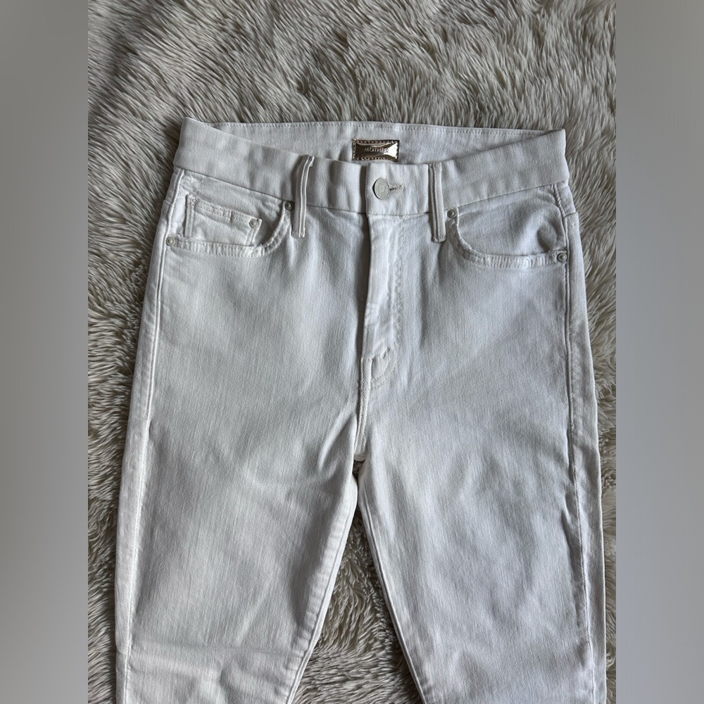 MOTHER Denim The High Waisted Looker White Skinny Jeans Whipping The Cream Sz 27 - Picture 5 of 15